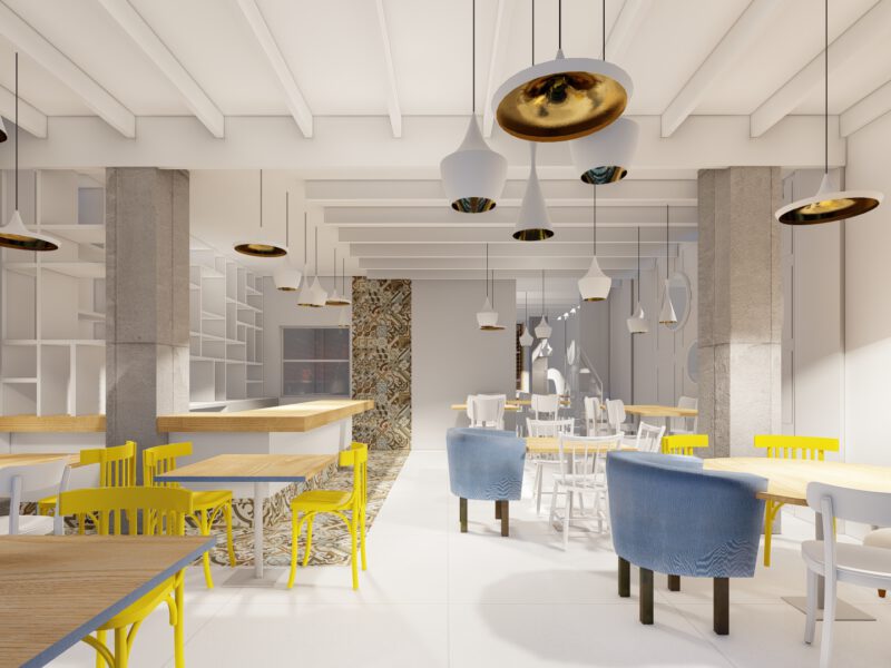 Diseño de interiores para restaurante