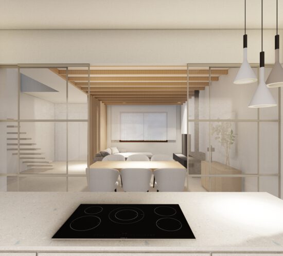 Cocina con vistas al salón