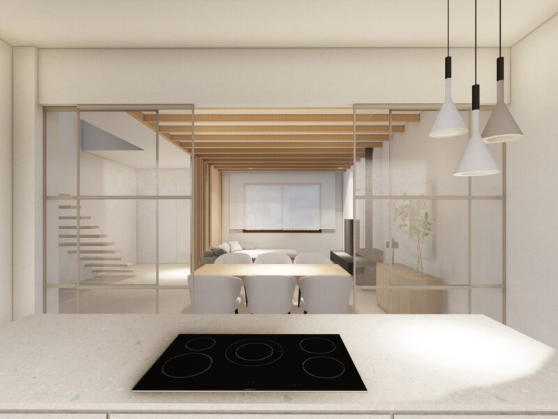 Cocina con vistas al salón